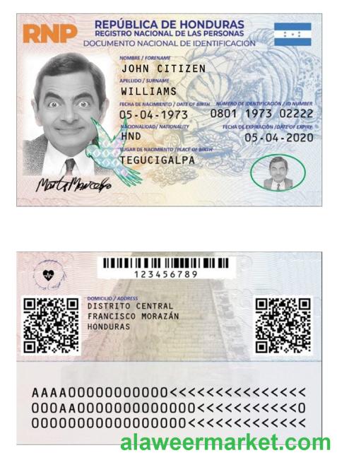 Honduras identity card PSD template, with fonts, version 2